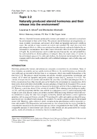 Naturally Produced Steroid Hormones and Their Release Into the Environment*