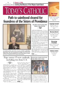 Path to Sainthood Cleared for Foundress of the Sisters of Providence