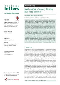 Rapid Evolution of Mimicry Following Local Model Extinction Rsbl.Royalsocietypublishing.Org Christopher K