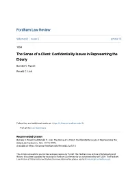 The Sense of a Client: Confidentiality Issues in Representing the Elderly