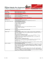 Version Information Product Name Microsoft® Digital Media Pro