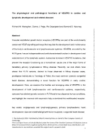 1 the Physiological and Pathological Functions of VEGFR3 in Cardiac And