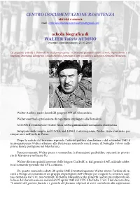 CENTRO DOCUMENTAZIONE RESISTENZA Attività E Ricerca Mail: Centrodocumentazioneresistenza@Gmail.Com