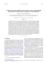 Evolution of Dynamic and Thermodynamic Structures Before and During Rapid Intensiﬁcation of Tropical Cyclones: Sensitivity to Vertical Wind Shear