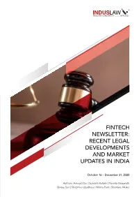 Fintech Newsletter: Recent Legal Developments and Market Updates in India