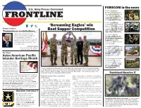 FRONTLINE Regiment’S Colors Signifying May 4, 2018 | Volume VIII, Issue 18 Their Deployment to Iraq