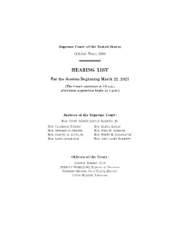 Hearing List March 2021