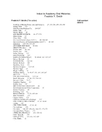Index to Academy Oral Histories Fredrick Y. Smith