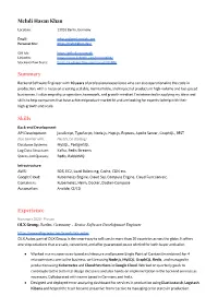 Mehdi Hasan Khan Summary Skills Experience