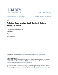 Preliminary Survey of Autumn Hawk Migration in the Inner Piedmont of Virginia