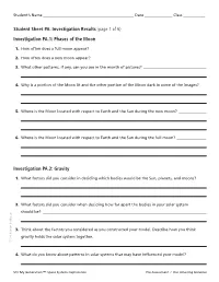 Student Sheet PA: Investigation Results (Page 1 of 6)