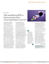 Vaccines: Self-Amplifying RNA in Lipid Nanoparticles