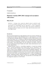 Comment Einstein's Garden 2009–2014: Unexpected Encounters With