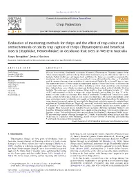 Evaluation of Monitoring Methods for Thrips and the Effect of Trap Colour