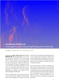 Generation Neotouch. How Digital Touch Is Impacting the Way We Are Intimate