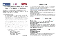 Gloucester Heritage Open Days 2020 All Walks Are Free but Booking Is Essential