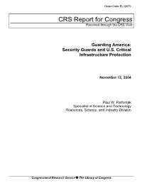 Guarding America: Security Guards and U.S. Critical Infrastructure Protection