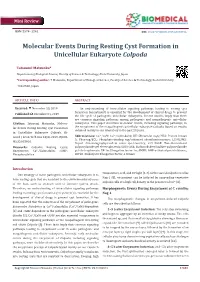 Molecular Events During Resting Cyst Formation in Unicellular Eukaryote Colpoda