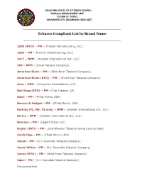 Tobacco Compliant List by Brand Name ______