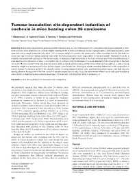 Tumour Inoculation Site-Dependent Induction of Cachexia in Mice