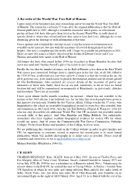 A Re-Write of the World War Two Roll of Honour I Spent Much of the Lockdown Last Year Researching and Re-Writing the World War Two Roll of Honour
