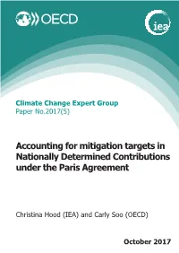 Accounting for Mitigation Targets in Nationally Determined Contributions Under the Paris Agreement