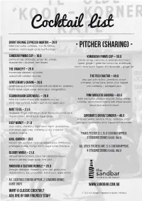 Cocktail List