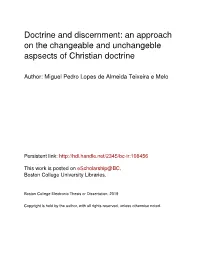 Doctrine and Discernment: an Approach on the Changeable and Unchangeble Aspsects of Christian Doctrine