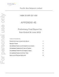 Preliminary Final Report