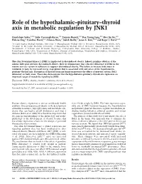 Role of the Hypothalamic–Pituitary–Thyroid Axis in Metabolic Regulation by JNK1