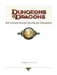4Th Edition System Reference Document