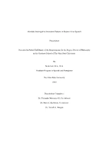 Absolute Interrogative Intonation Patterns in Buenos Aires Spanish