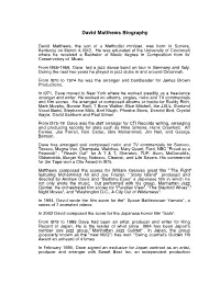 David Matthews Biography