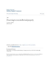 Deserving to Own Intellectual Property Lawrence C