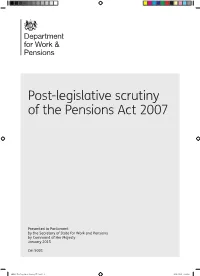 Post-Legislative Scrutiny of the Pensions Act 2007