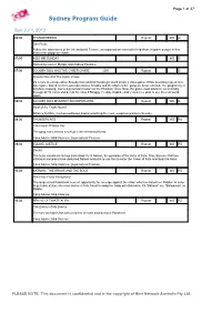 Sydney Program Guide