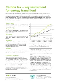 Carbon Tax – Key Instrument for Energy Transition!