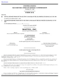 MATTEL, INC. (Exact Name of Registrant As Specified in Its Charter)