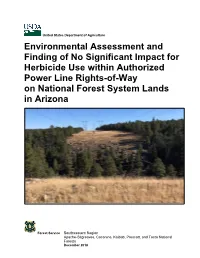 Environmental Assessment and Finding of No Significant Impact for Herbicide Use Within Authorized Power Line Rights-Of-Way on National Forest System Lands in Arizona