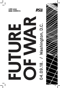 Future of War Conference 2018 Program