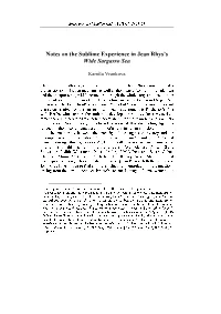 Notes on the Sublime Experience in Jean Rhys's Wide Sargasso