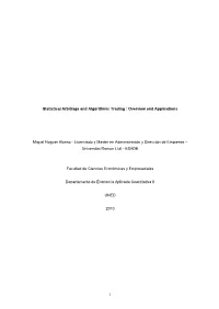 1 Statistical Arbitrage and Algorithmic Trading