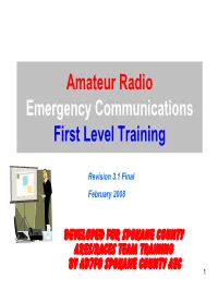 Amateur Radio Emergency Communications First Level Training