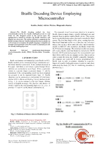 Braille Decoding Device Employing Microcontroller