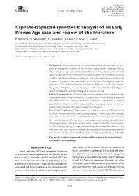 Capitate-Trapezoid Synostosis: Analysis of an Early Bronze Age Case and Review of the Literature P