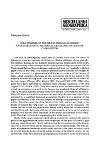 Giza Channel of the Nile in Mediaeval Period. a Contribution to Historical Geography of Greater Cairo Region