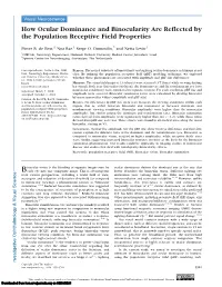How Ocular Dominance and Binocularity Are Reflected by the Population Receptive Field Properties