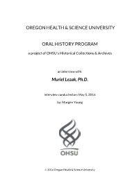 Interview with Muriel Lezak, Ph.D