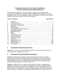 Scoping Comments Received on the Waste Confidence Generic