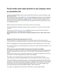 Social Media Users Slam Decision to Use Limpopo Resort As Quarantine Site
